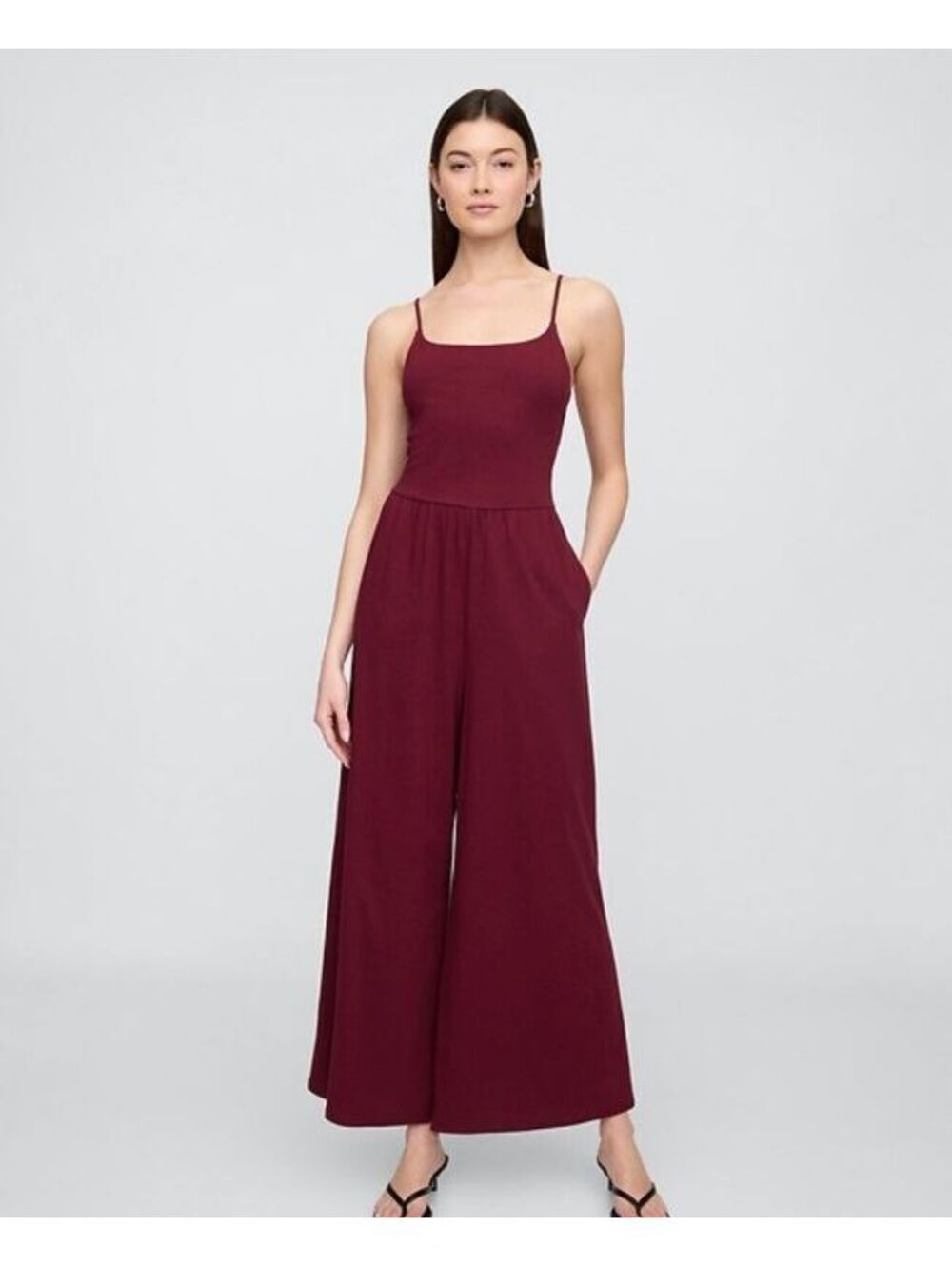 Gap Stretch Jersey Wide-Leg Jumpsuit Red Delicious